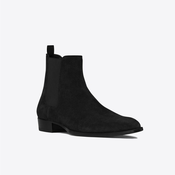 Saint Laurent Wyatt Chelsea Boot Black Suede - Picture 1 of 9